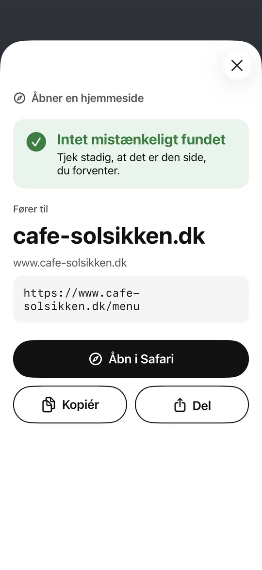 Et almindeligt link: domænet først, så hele adressen.